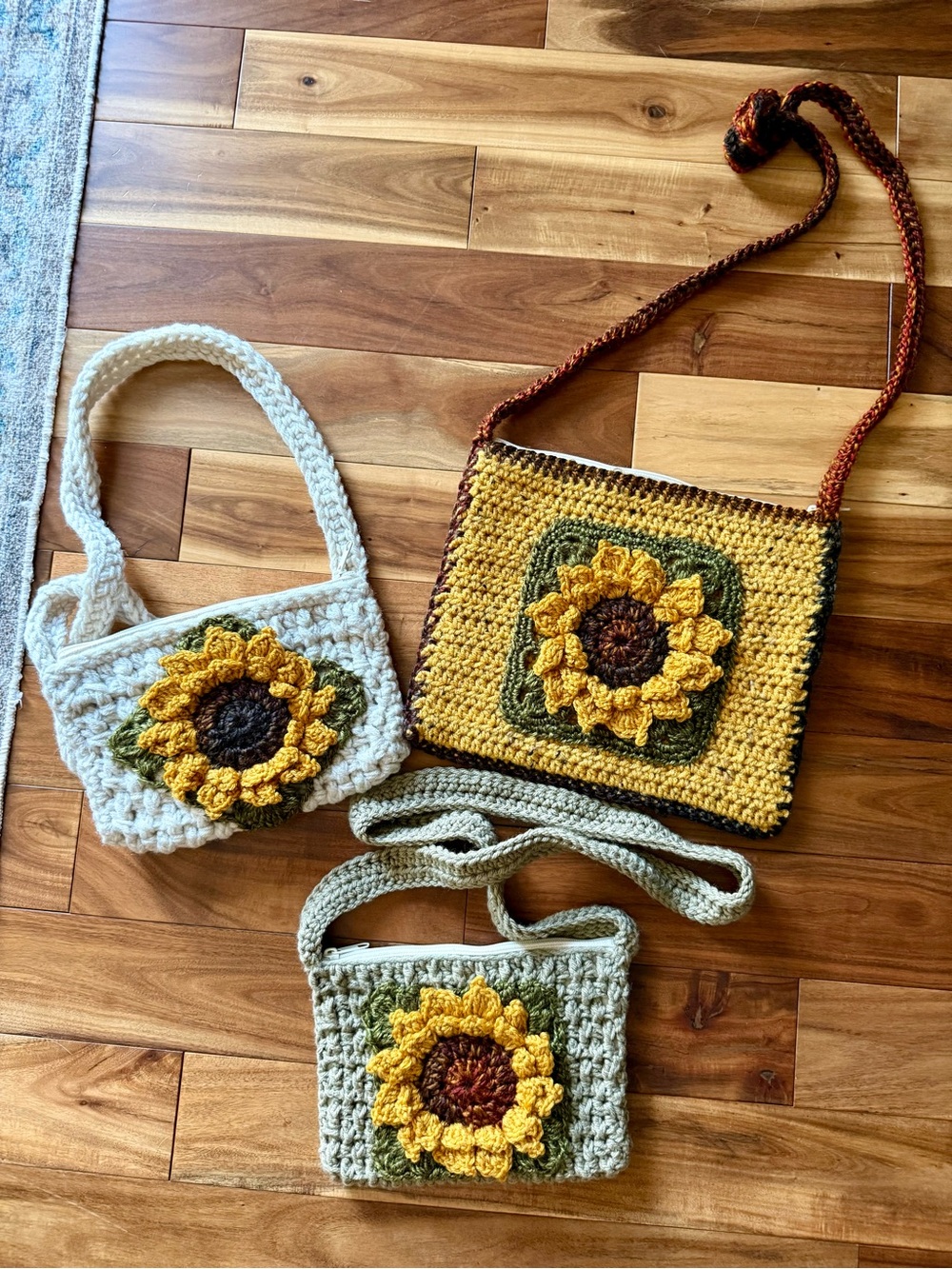 Handmade Sunflower Crochet Crossbody Bags All 3 for one price! - Picture 5 of 16